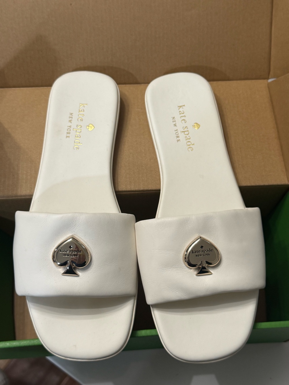 Kate Spade New York Kendall Slide Sandal Leather Slide Sandals White US 8.5